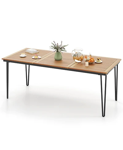 Gymax 79'' Outdoor Dining Table 8-Person Table w/ 1.9'' Umbrella Hole Patio