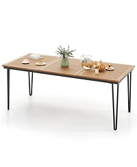 Gymax 79'' Outdoor Dining Table 8-Person Table w/ 1.9'' Umbrella Hole Patio