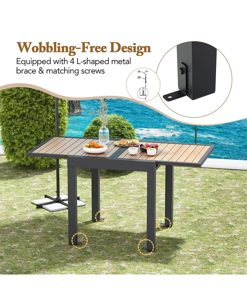 Gymax 31.5''-63'' Extendable Patio Table L-shaped Brace Included for Fixation Outdoor