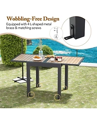Gymax 31.5''-63'' Extendable Patio Table L-shaped Brace Included for Fixation Outdoor