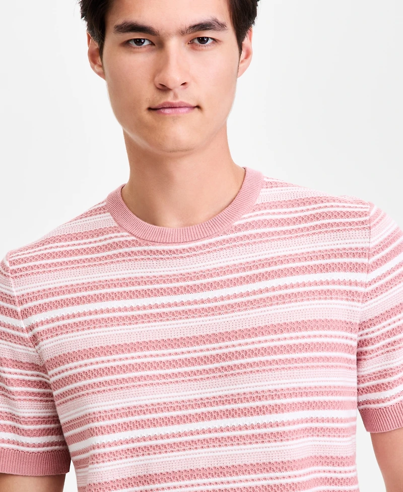 Alfani Men's Short-Sleeve Stripe Crewneck Sweater Tee, Macy's Exclusive