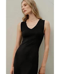 Lilysilk Women's Soleil Silk-Viscose Knit V-Neck Dress