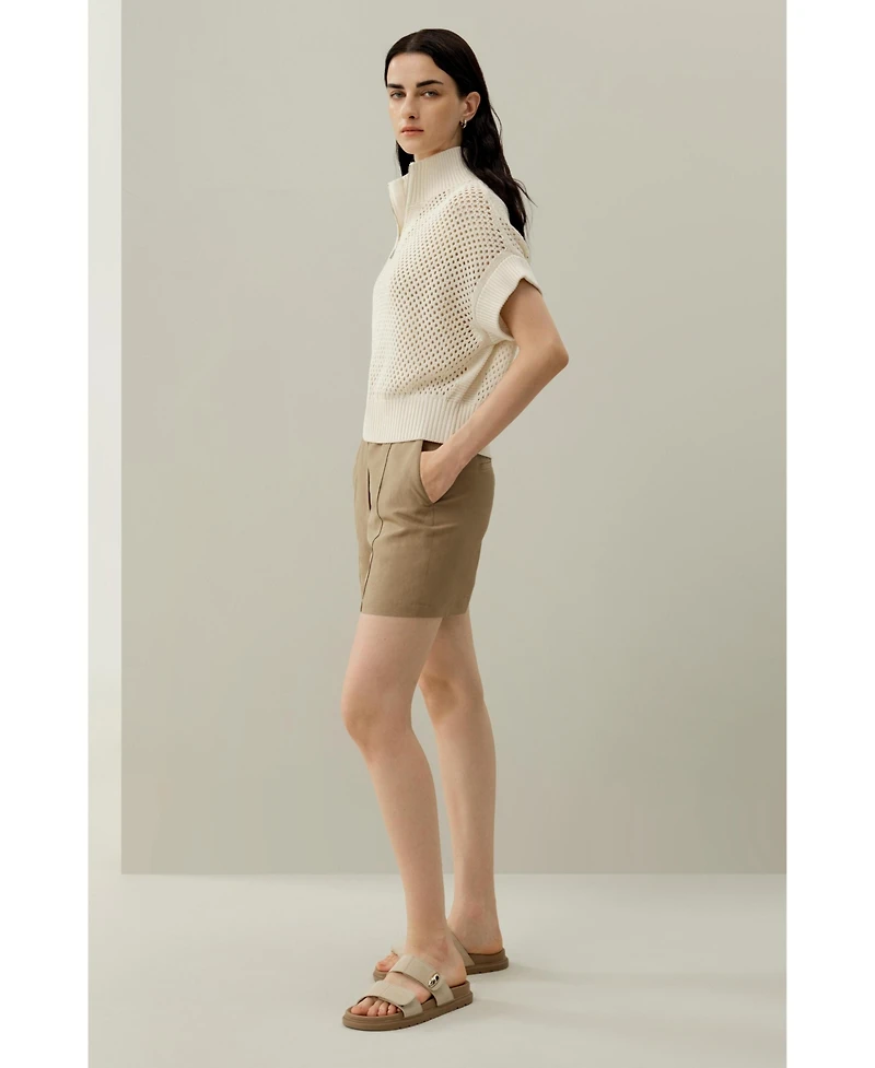 Lilysilk Women's Toscana Pointelle Knit Half-Zip Sweater