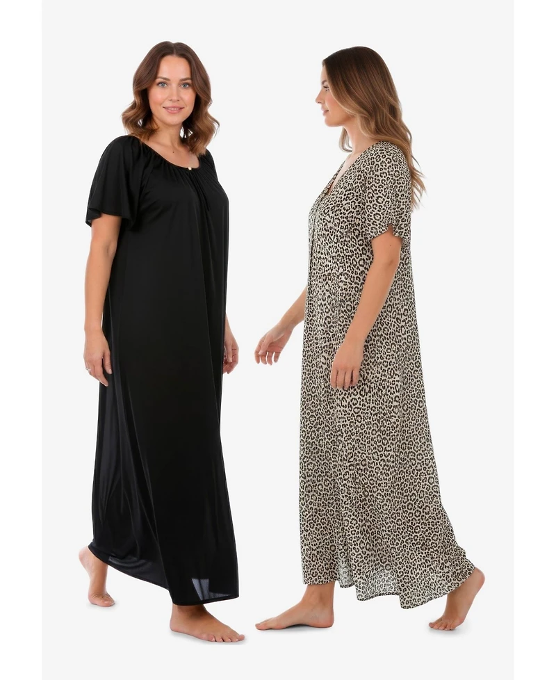 Only Neccessities Plus Necessities 2-Pack Long Silky Gown