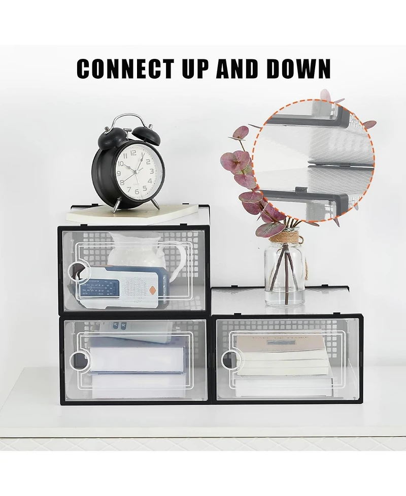 homfan 18 Pack Clear Shoe Storage Boxes with Front Doors