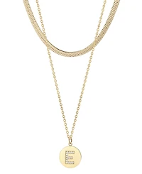 Adornia Cubic Zirconia Gold 2-Piece Initial and Herringbone Necklace Set