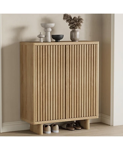 homfan 5 Tier Shoe Cabinet with Fluted Door, 13.7 x 31.6 41.5