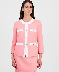 Le Suit Women's Jewel-Neck Framed Jacket & Box-Pleat Pencil Skirt