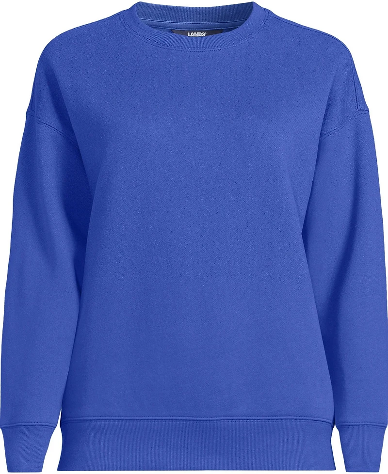 Lands' End Women's Relaxed Serious Sweats Long Sleeve Crewneck Sweatshirt