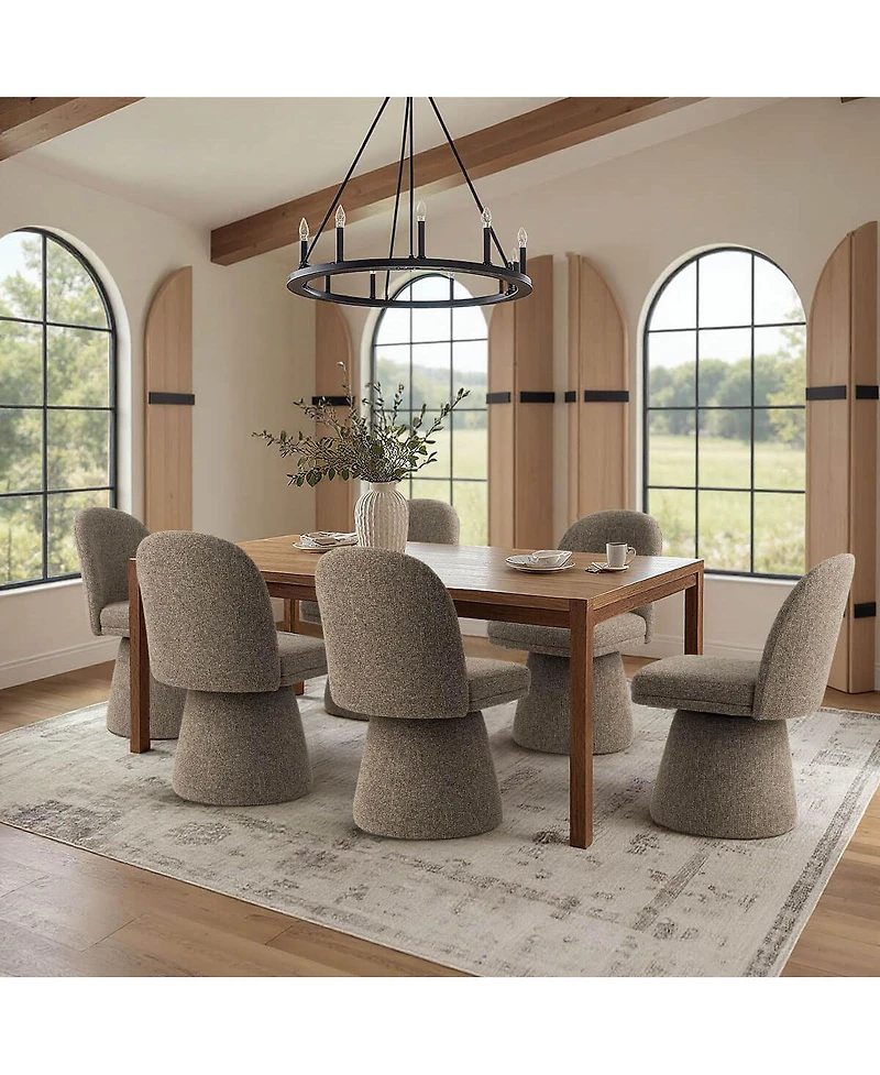 Maison Boucle Textured Upholstered Swivel Dining Side Chair, Armless 1 Piece