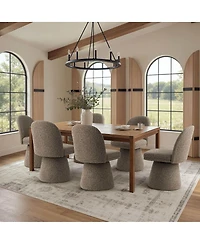 Maison Boucle Textured Upholstered Swivel Dining Side Chair, Armless 1 Piece