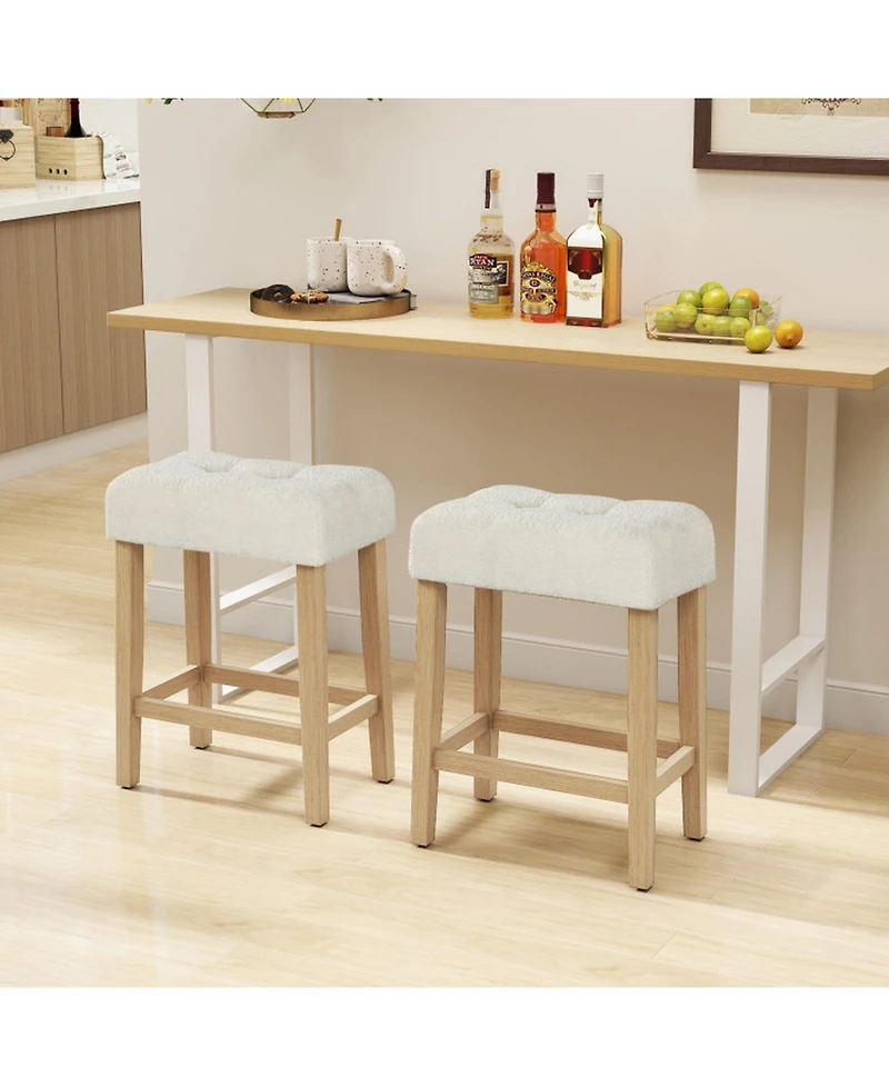 Gouun Upholstered Counter Height Bar Stools Set of