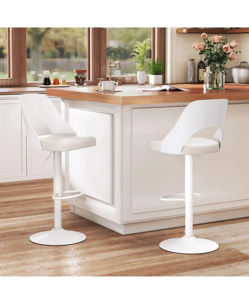 Gouun 25 in Bar Height Stools Set of 2 with Metal Legs