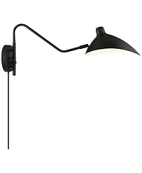 Colborne Modern Industrial Retro Swing Arm Wall Lamp Black Metal Hardwire Light Fixture Symmetrical Shade for Bedroom Bedside House Reading Living Roo