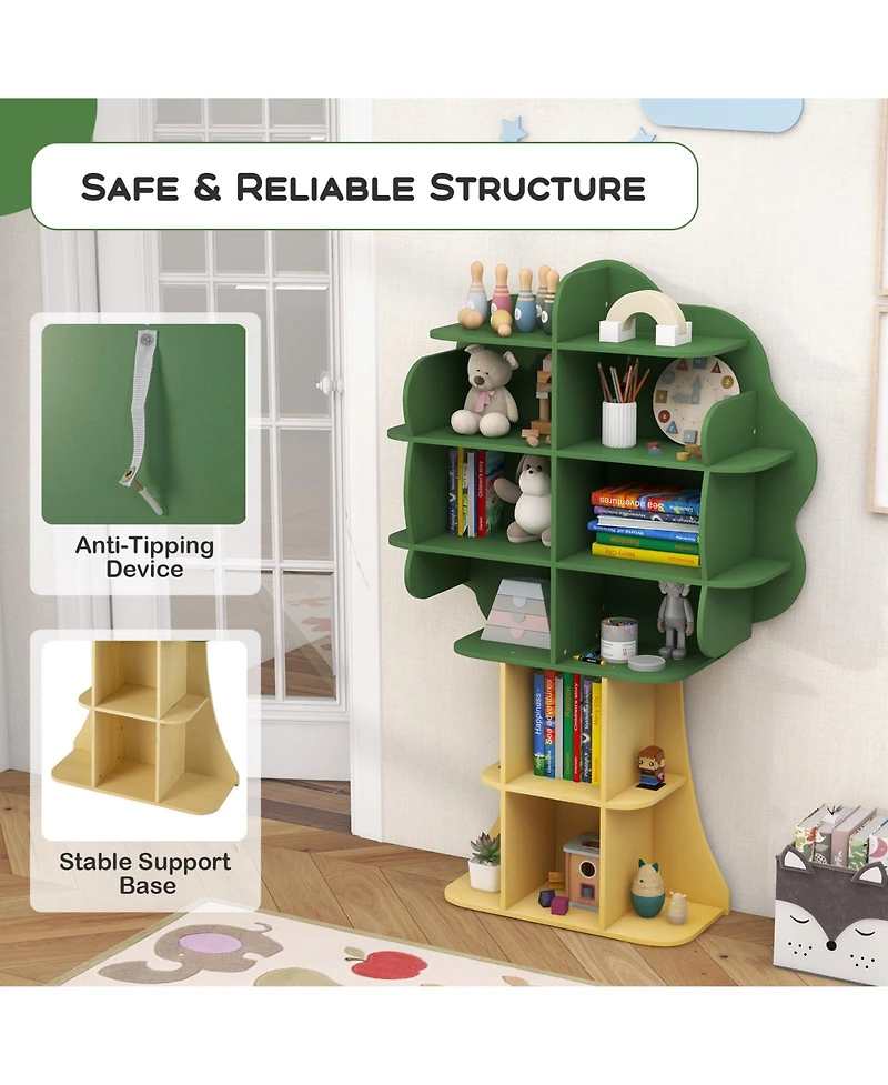Sugift Kids Bookcase Toy Storage Organizer with Open Shelves