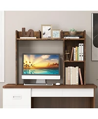 Sugift Three Tier Desk Bookshelf with Open Shelves for Home Office