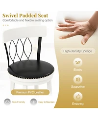 Gouun 26 in Swivel Upholstered Faux Leather Counter Height Bar Stools Set of 2 and Tufted Back