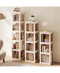 Sugift Five Tier Foldable Rotating Bookshelf with 360 Degree Swivel Base