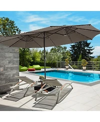 Sugift 15 ft Double Sided Patio Umbrella with Solar Led Lights