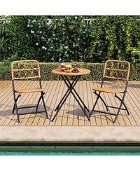 Sugift 3 Piece Folding Patio Bistro Set with Round Table and Chairs