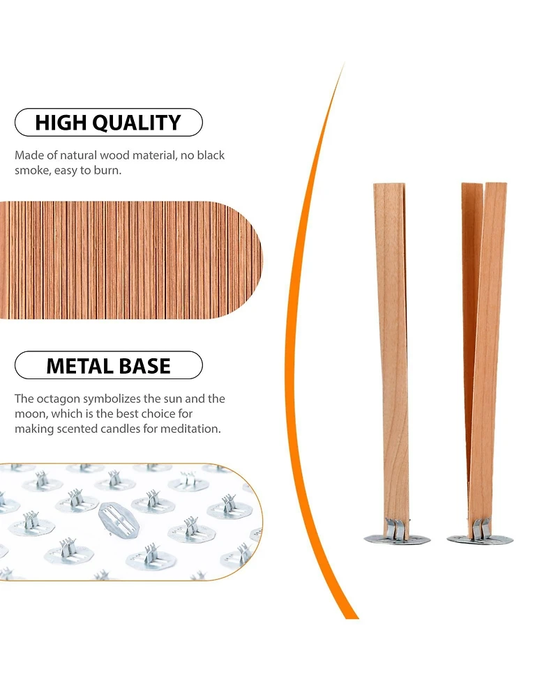 Gnuadz 100 Cherry Wood Candle Wicks With Stand Glue Dot Warning Label For Diy Making