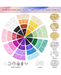 Gnuadz 34 colors 1368pcs Glass Beads for Bracelets Crystal Round Diy Earrings Necklace Crafts Spacer Charms Solid Gradient