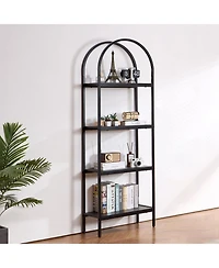 Sugift Metal Bookshelf, 4-Tier Arched Industrial Storage Unit for Living Room and Office