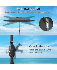 Sugift 7.5 ft Solar Powered Patio Umbrella with Led Lights and Crank