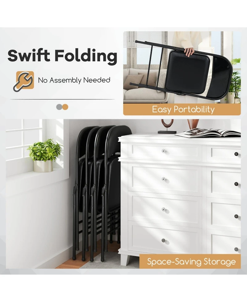 Gouun Padded Folding Chairs 2-Pack with Reinforced Metal Frame