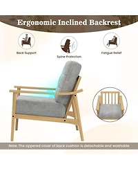 Gouun Modern Accent Chair with Rubber Wood Armrests and Legs