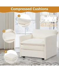 Gouun Oversized Accent Chair with Ottoman and Soft Corduroy Cushions