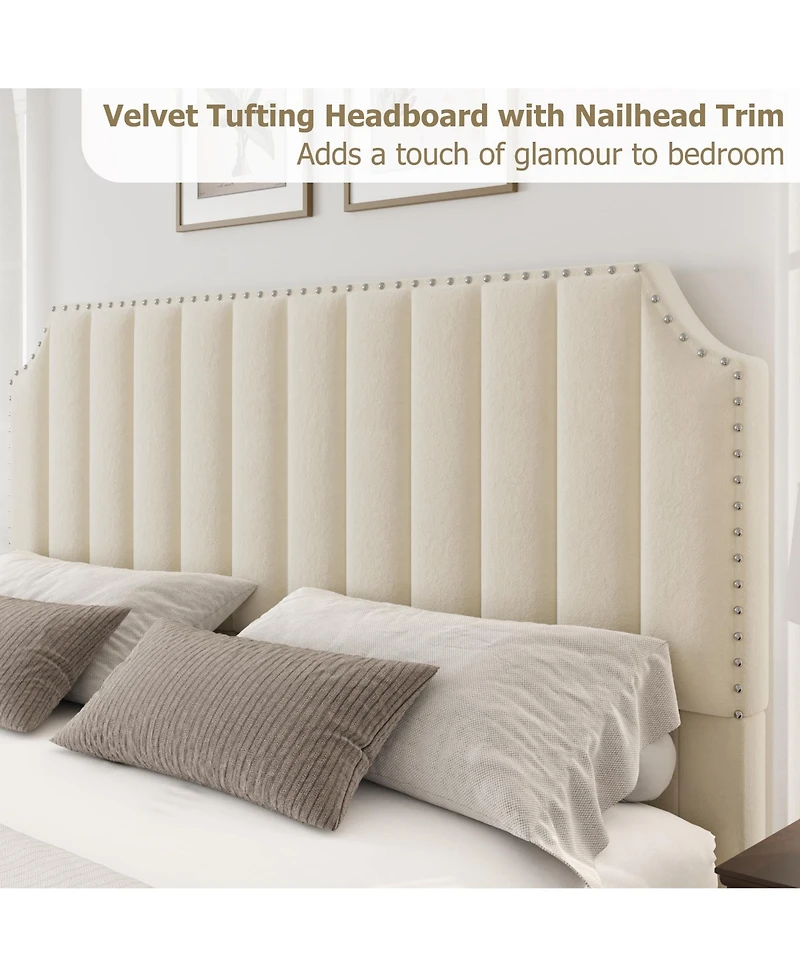 Homfan Upholstered Bed Frame with Headboard and Footboard