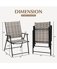 Gymax Set of 4 Folding Chairs w/ Armrests Metal Frame for Garden No Assembly Patio