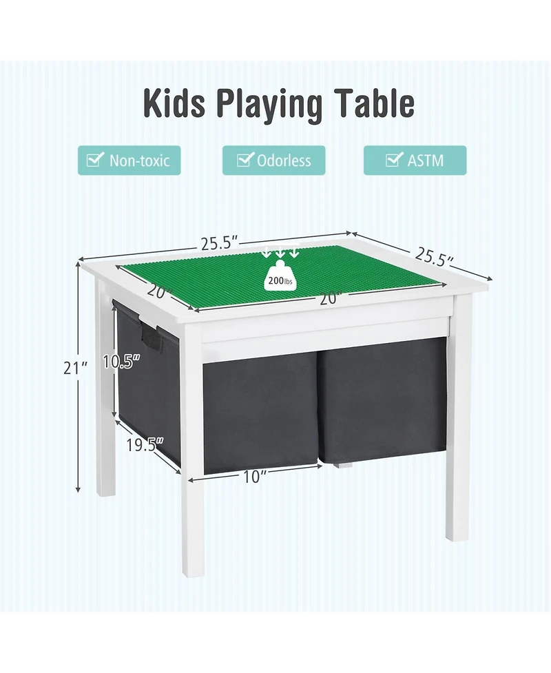 Sugift 2-in-1 Kids Double-sided Activity Building Block Table with Drawers