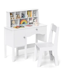 Sugift Kids Study Desk and Chair Set with Chair Hutch and Storage Cabinet for 3+ Years