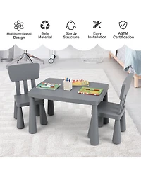 Sugift 3 Pieces Multifunction Activity Kids Play Table and Chair Set