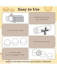 Sugift 3-Piece Tree Stump Stool Set with Wood Printing Nature Decoration