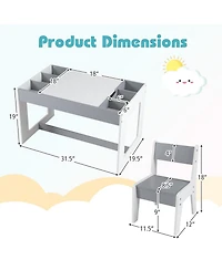 Sugift Multifunctional Kids Table and 2 Chairs Set with Chalkboard
