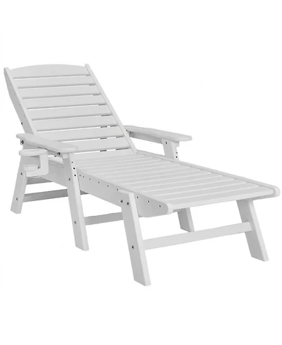 Sugift Adjustable Hdpe Patio Chaise Lounge Chair with 400 lbs Capacity