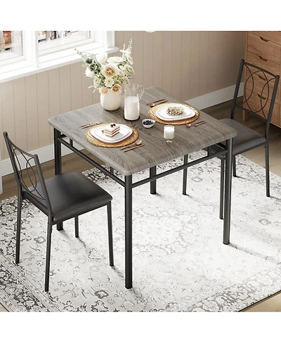 gaomon Dining Table Set for 2, Small Kitchen Table with Upholstered Chairs, Farmhouse Wood Dining Table Chairs for Kitchen Room, Small Spaces