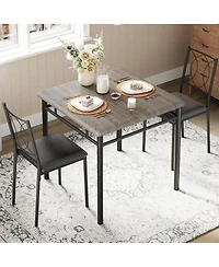 gaomon Dining Table Set for 2, Small Kitchen Table with Upholstered Chairs, Farmhouse Wood Dining Table Chairs for Kitchen Room, Small Spaces