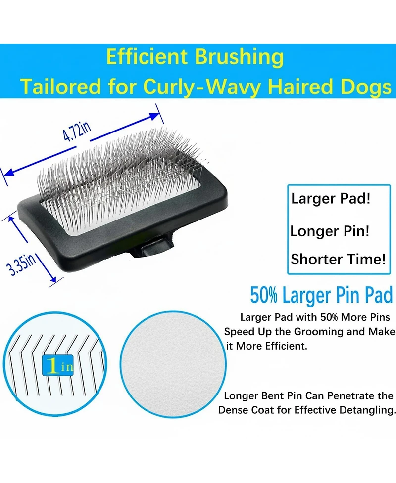 Aronkl Dog Slicker Brush Extra Long Pins Grooming Shedding Tangles Loose Hair for Medium Long Hair Dogs Cats