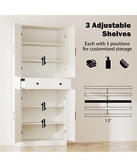 Sugift Tall Farmhouse Storage Cabinet with Sliding Barn Doors