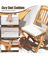 Gymax Folding Patio Chairs Set of 2 w/ Slatted Backrests and Soft Seat Cushions