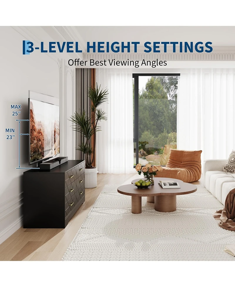 gaomon 6 Drawer Tv Stand Dresser for 32-80 Inch TVs, Wood Entertainment Center with Adjustable Mount.