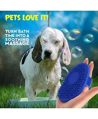 Aronkl Rubber Brush for Dogs Cats Gentle Deshedding Bath Short Medium Hair Soft Bristles Antislip Grip Easy Clean