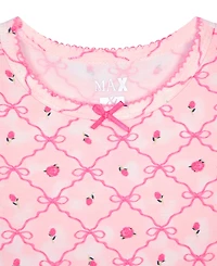 Max & Olivia Toddler Girls' 12M-5T Round Neck Top and Pull-On Pants, 3-Piece Set