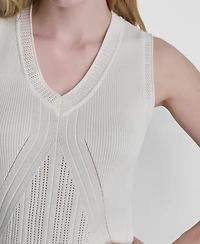 Dkny Women's Sleeveless V-Neck Sweater