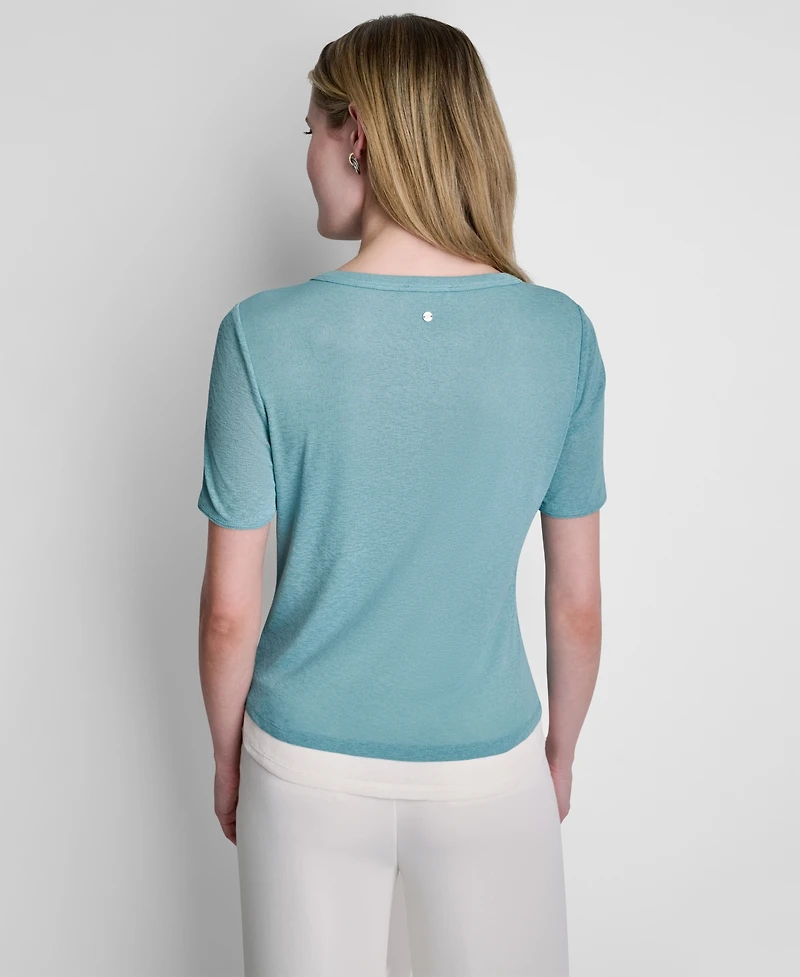 Dkny Women's Short-Sleeve Crew Neck Top