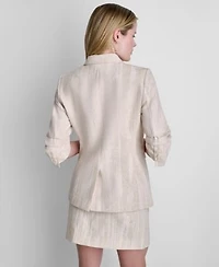 Dkny Womens Long Sleeve Notch Collar Blazer Straight Fit Mini Skirt